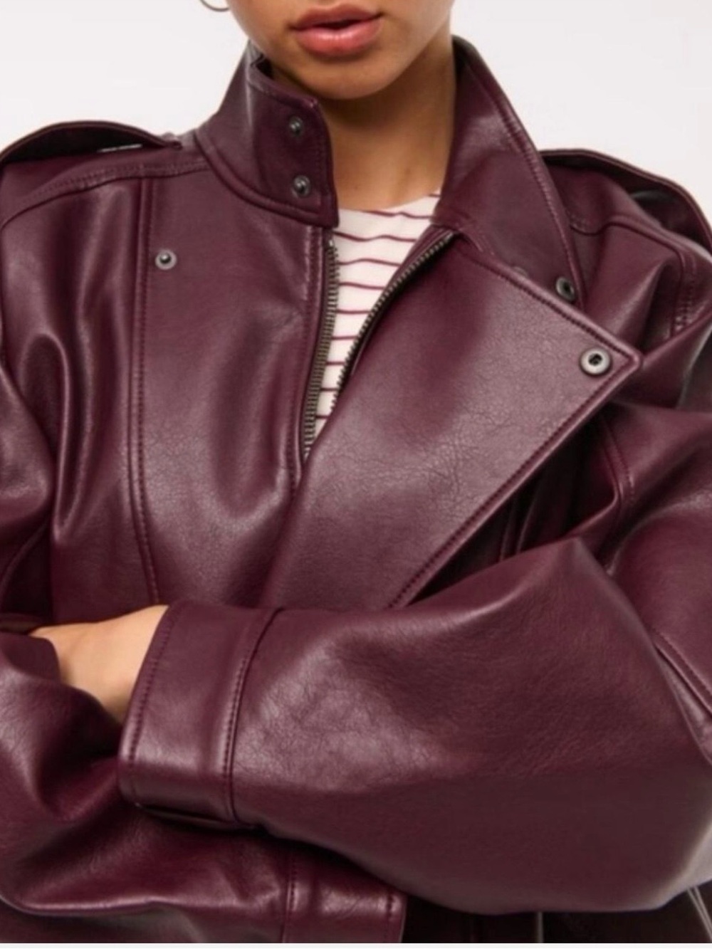 NWOT Abercrombie & Fitch Relaxed Mock Neck Vegan Leather Jacket